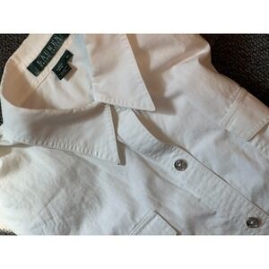 Lauren Ralph Lauren Linen Button Down Shirt Top‎ Womens XLarge Ivory